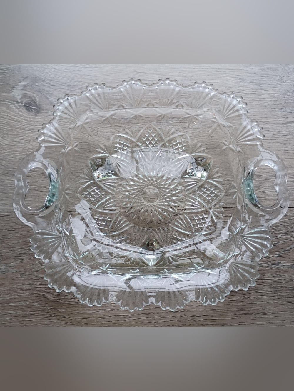 Vintage Pasari Clear Crystal Glass Dish Serving Bowl  Pressed Footed